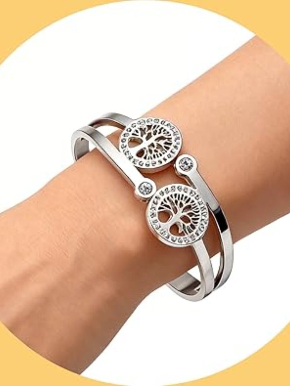 Tree of Life Bangle‎ Bracelet Beautiful Silver Tone